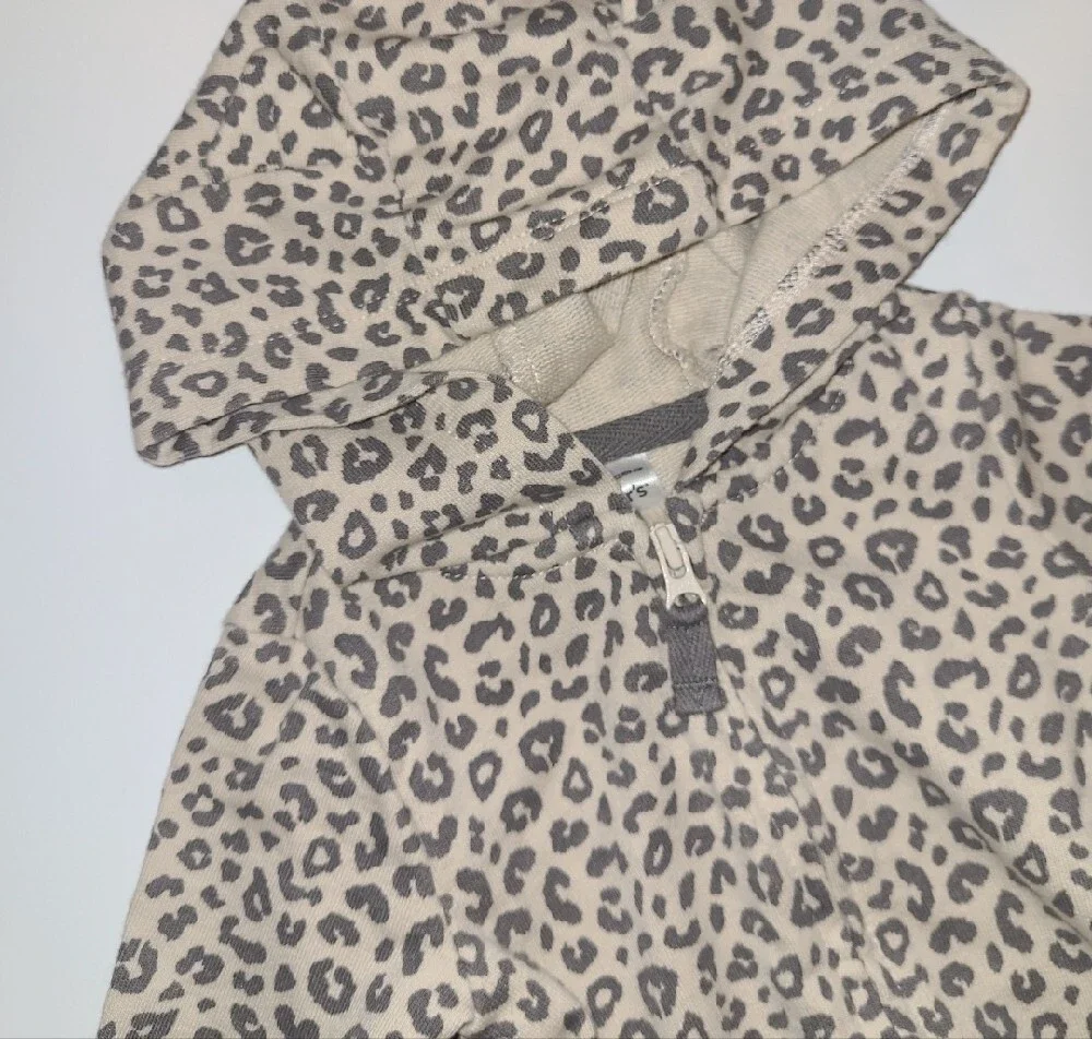 Carters Beige Leopard Print Hooded Baby One-Piece With Ears Size 6 Months.